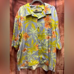 Vtg Pusser's‎ West Indies Camp Shirt Silk Blend Floral XXL Multi Color